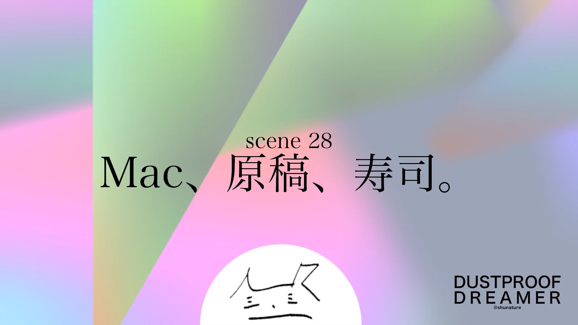 Mac、原稿、寿司。
